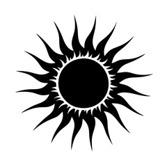 Abstract black and white sunburst design with radiating pointy rays design element silhouette icon