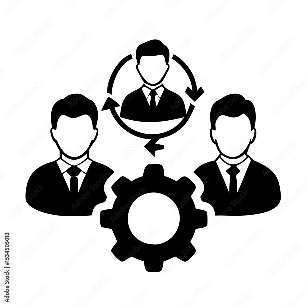 Poster teamwork and automation processes between coworkers in an interconnected system for success silhouet