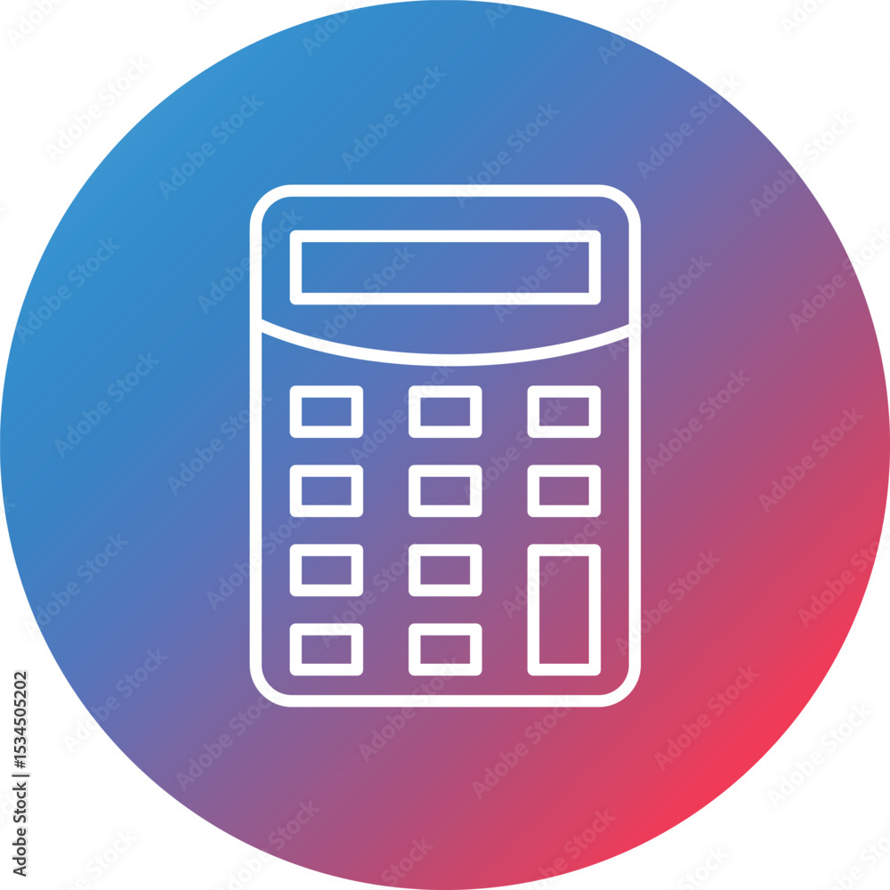 Poster calculator line gradient circle background icon