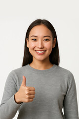 Woman showing thumb up