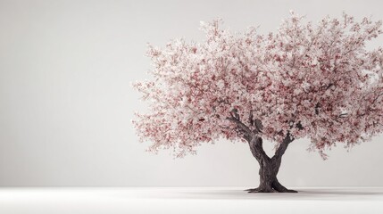 Fototapeta premium A blossoming cherry tree isolated on white background