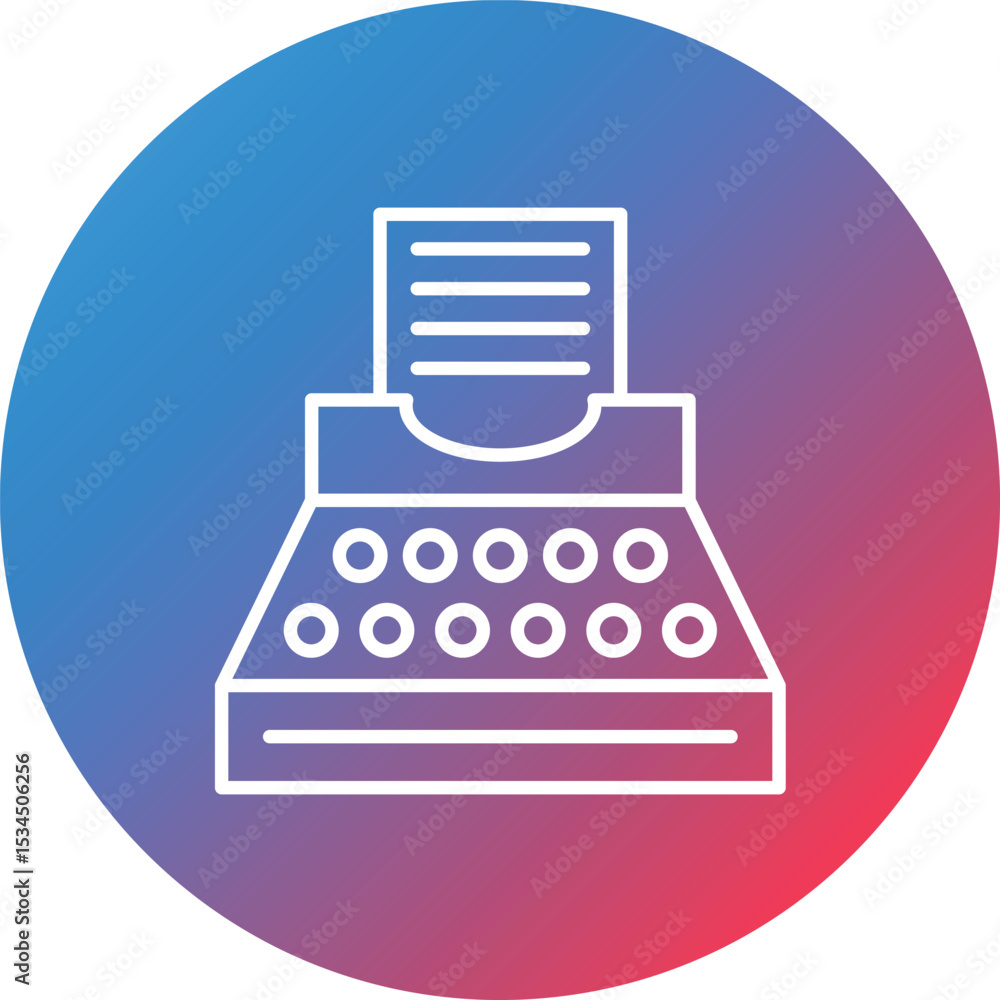 Poster typewriter line gradient circle background icon