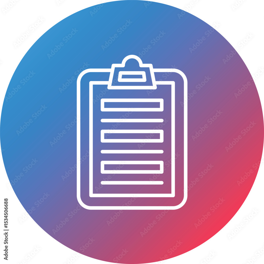 Poster clipboard line gradient circle background icon