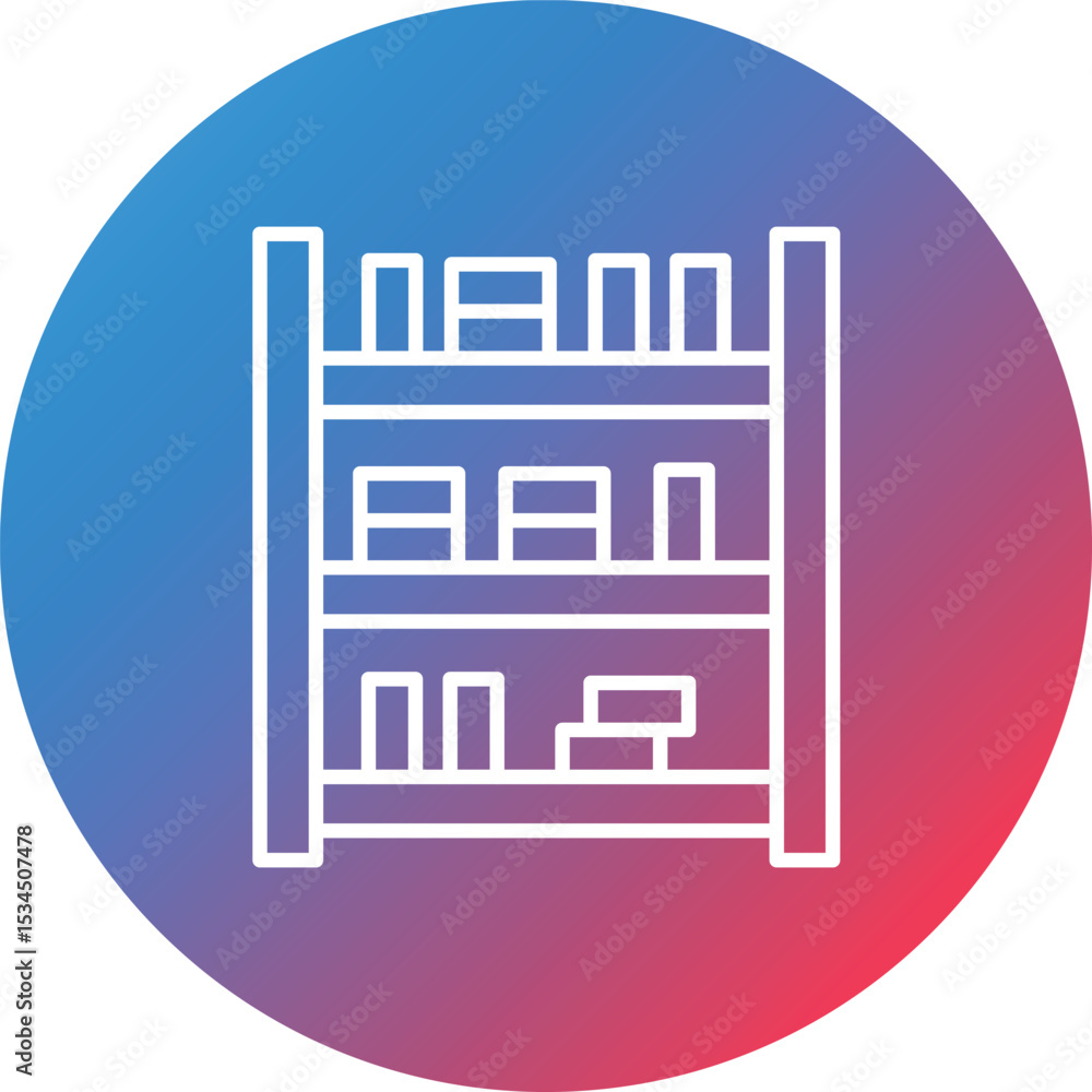Poster library shelves line gradient circle background icon
