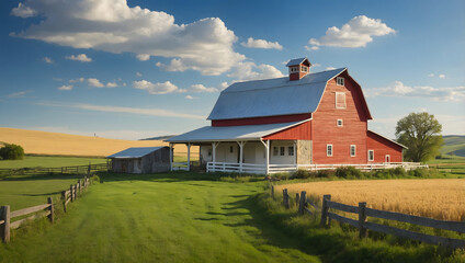 rural landscape with barn