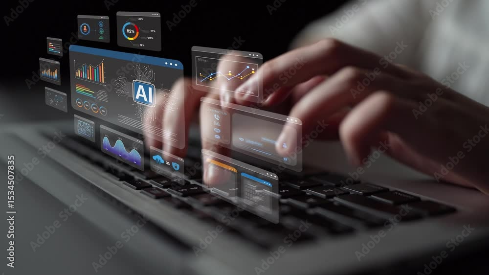 Poster ai assistant brain processor with llm technology, big data, machine learning, generative ai for busi