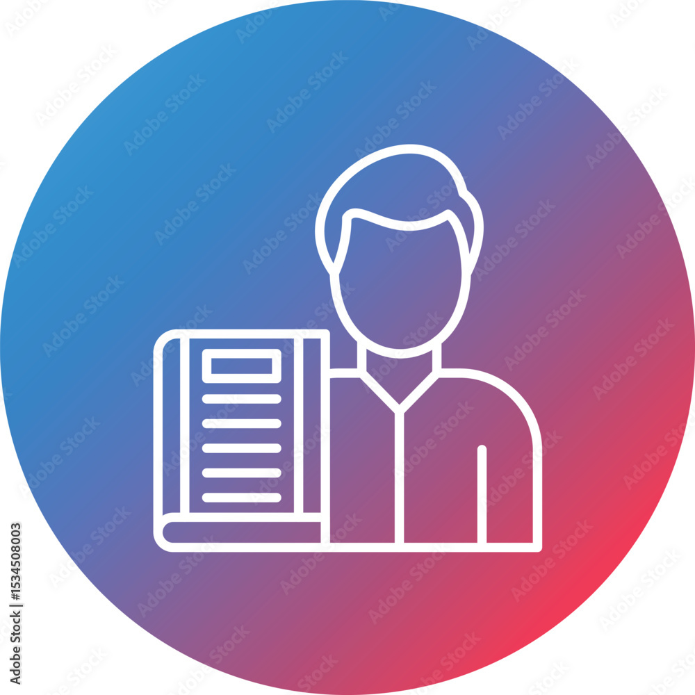 Poster library man line gradient circle background icon
