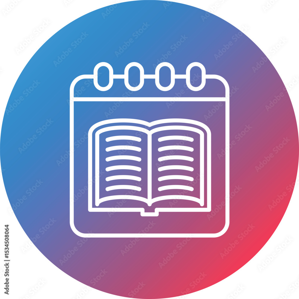 Poster library calendar line gradient circle background icon