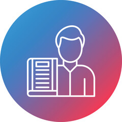 Library Man Line Gradient Circle Background Icon