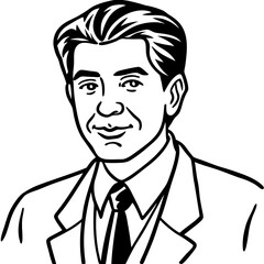 Lineart Icon of Businessman &ndash; Simple Professional Character Illustration in Outline Style

