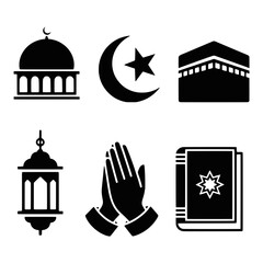 Obraz premium Eid al-Adha Icons – islamic Festival Vector Illustrations Set