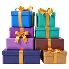 Colorful Stacked Gift Boxes with Ribbons for Celebrations, Birthdays, and Holiday Occasions