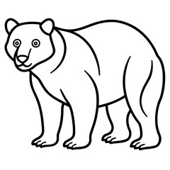 Elegant Sun Bear Minimal Line Drawing