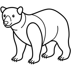 Elegant Sun Bear Minimal Line Drawing