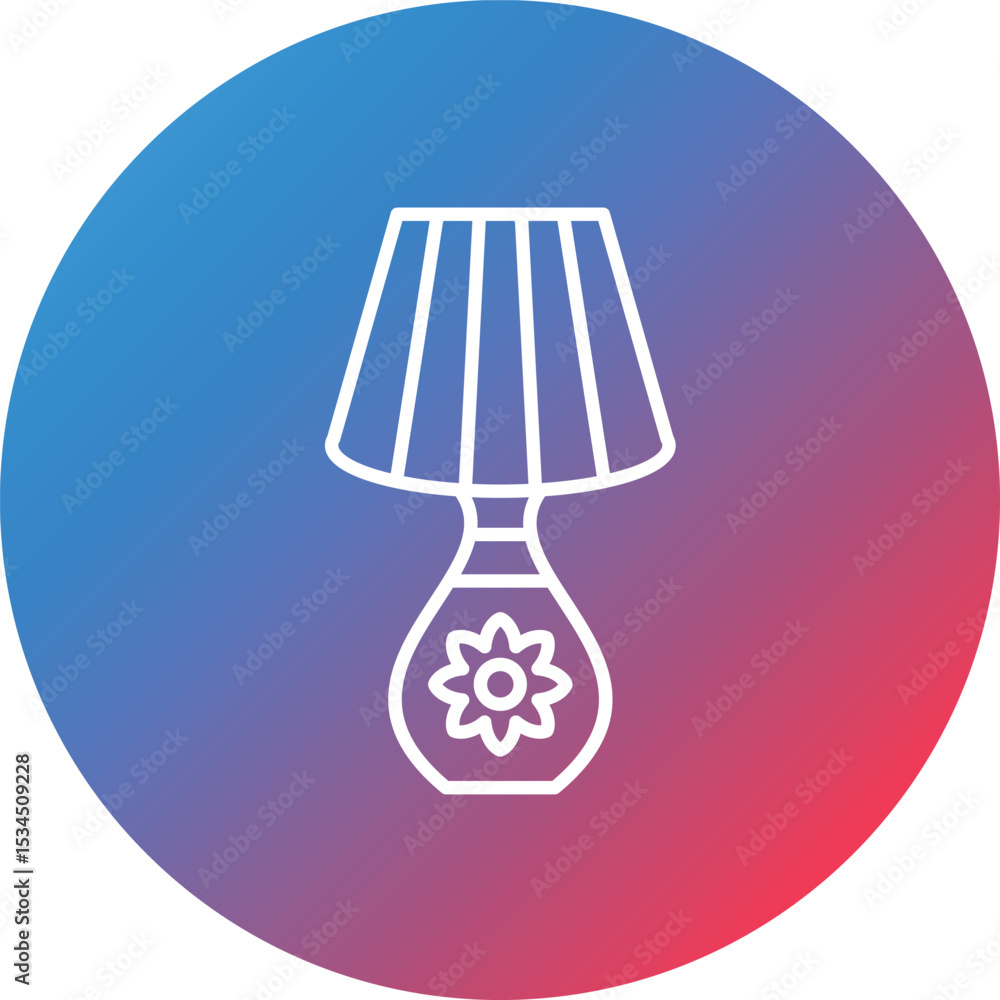 Poster table lamp line gradient circle background icon