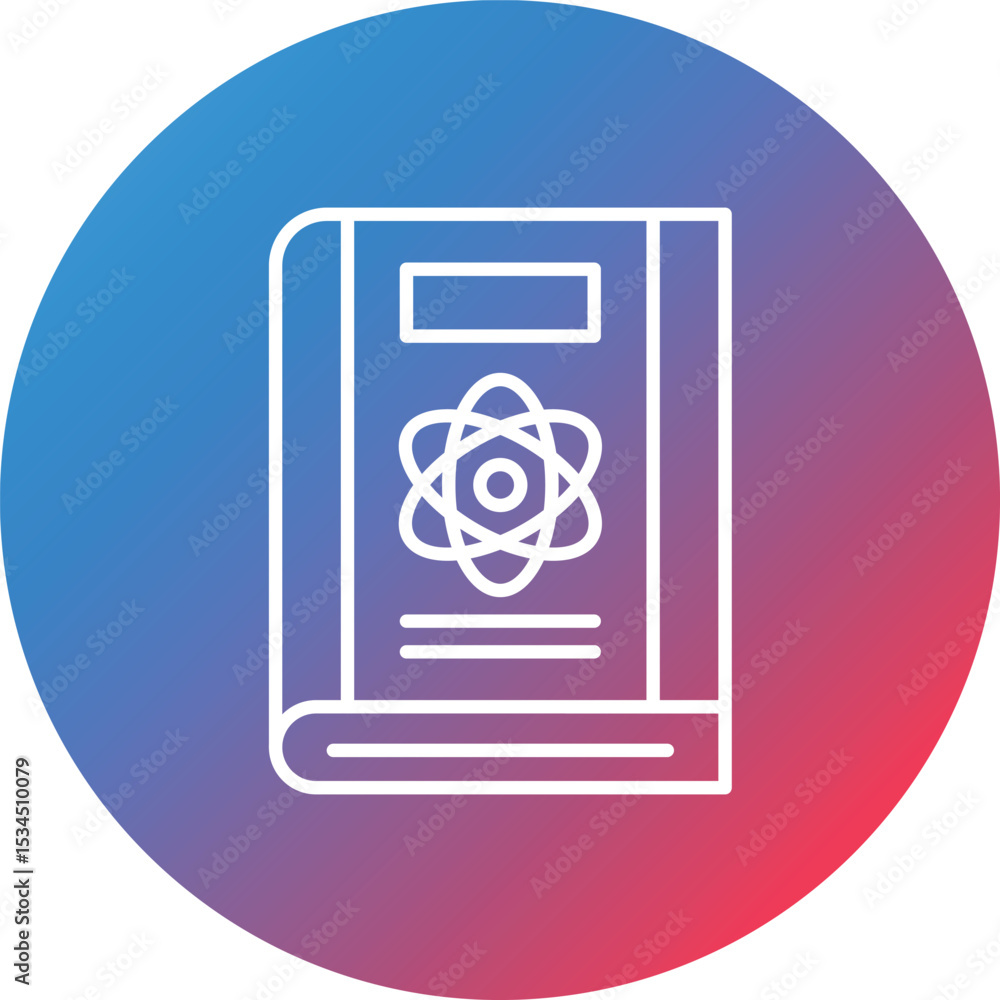 Poster physics book line gradient circle background icon