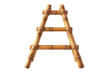 An inviting bamboo ladder whispering tales of tropical adventures and rustic charm carefully on transparent background