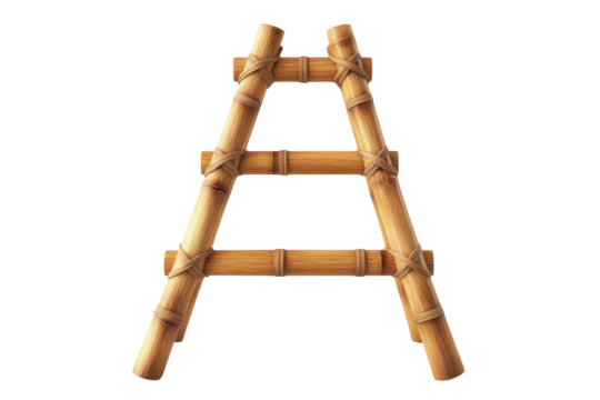 An inviting bamboo ladder whispering tales of tropical adventures and rustic charm carefully on transparent background