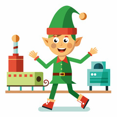 Elf Dancing Beneath Tree – Simple Vector on White