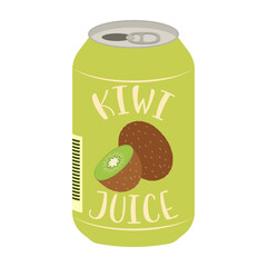 Flat style illustrations of bottled and canned fruity drinks and flavored soda. Summer cold and soft drinks