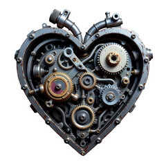 Heart Shape Made of Industrial Gears and Cogs Representing Love, Passion, and Mechanical Innovation