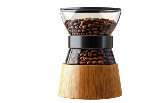 Captivating coffee beans hourglass showcasing the rich aromas and anticipation of the perfect on transparent background