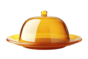 Glistening amber glass cloche a warm beacon on a black backdrop whispering stories of old on transparent background
