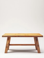empty wooden table front view on a white isolated background. Generative AI.