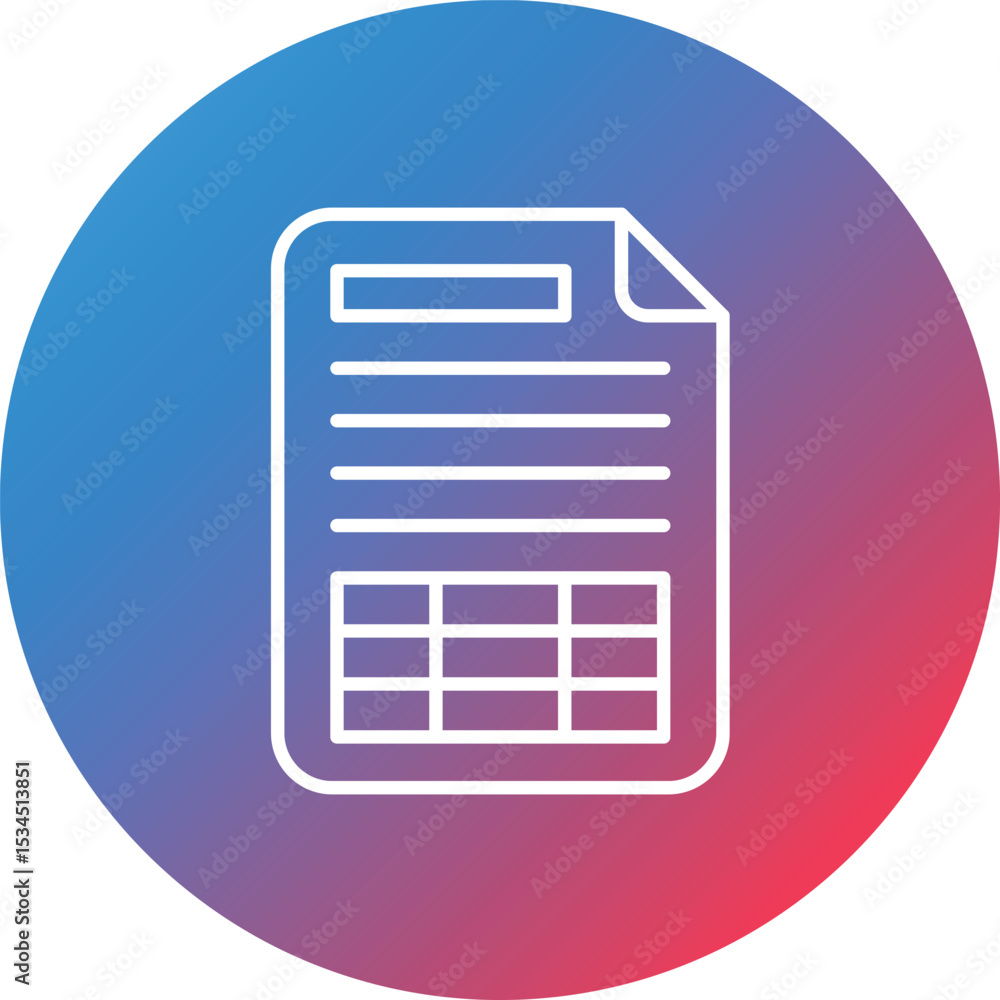 Poster spreadsheet line gradient circle background icon