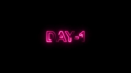 Day 1 text animation by white color neon on black background.