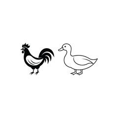 Rooster and Duck Farm Animal Design