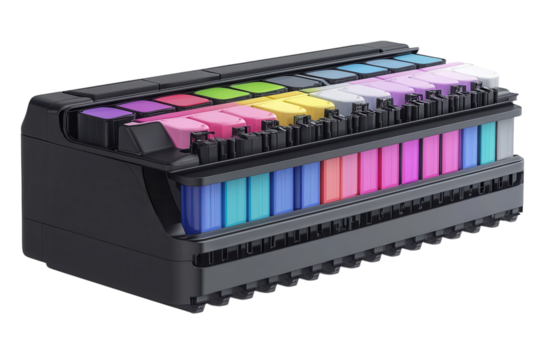 Unleash Creativity with a Modular Mechanical Keyboard Featuring Customizable Colorful Keycaps on transparent background