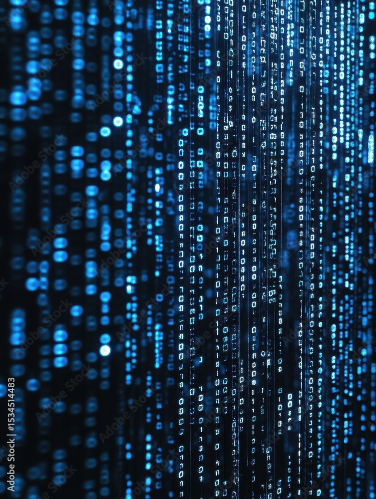  digital matrix: a mesmerizing abstract background of binary code cascading down a digital screen, ev