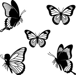 Obraz premium Elegant Black and White Butterfly Silhouettes for Design Inspiration