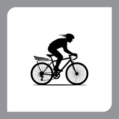 Silhouette of a Cyclist Riding a Bike in a Sporty Vector Style