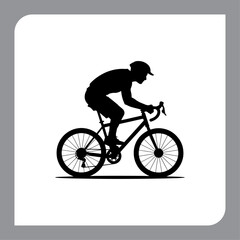 Silhouette of a Cyclist Riding a Bike in a Sporty Vector Style