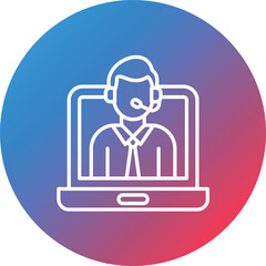 Online Service Line Gradient Circle Background Icon