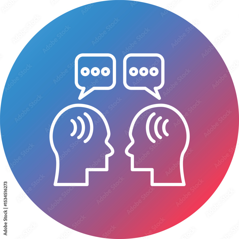 Poster face to face talk line gradient circle background icon