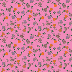 Hand drawn flowers seamless pattern