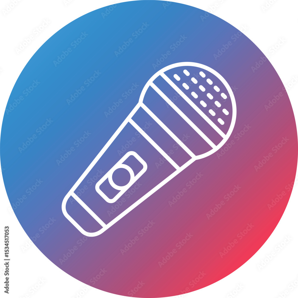 Poster microphone line gradient circle background icon
