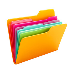 Colorful Folders Data Organization Storage Files Management System,, isolated on transparent background, perfect cutout, PNG