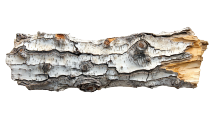 Birch tree bark texture isolated on white background 