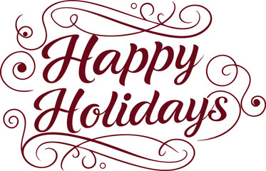 Elegant typography, cursive script, happy holidays text, vector illustration.