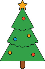 Fototapeta premium christmas tree icon clipart vector on transparent background 