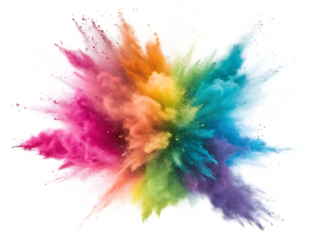 Colorful explosion of powder paint with a burst of vibrant hues against a black backdrop art