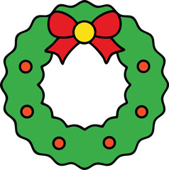 christmas wreath icon clipart vector on transparent background	
