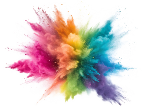 Colorful explosion of powder paint with a burst of vibrant hues against a black backdrop art