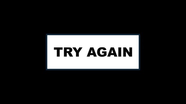 Try Again Glitch Text Abstract Loop Motion Animation . Capturing the essence of perseverance with "Try Again" button against.