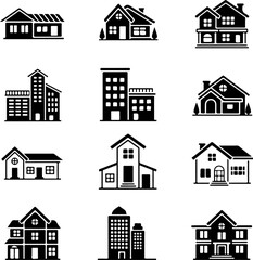 Fototapeta premium House and home icon set vector illustration of real estate architecture symbols
