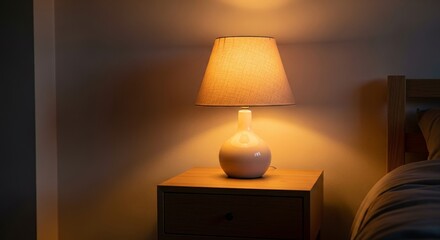 Warm Glow Nightstand Lamp - A cozy, warm-lit nightstand lamp creates a peaceful ambiance. Symbolizing comfort, relaxation, tranquility, serenity, and rest